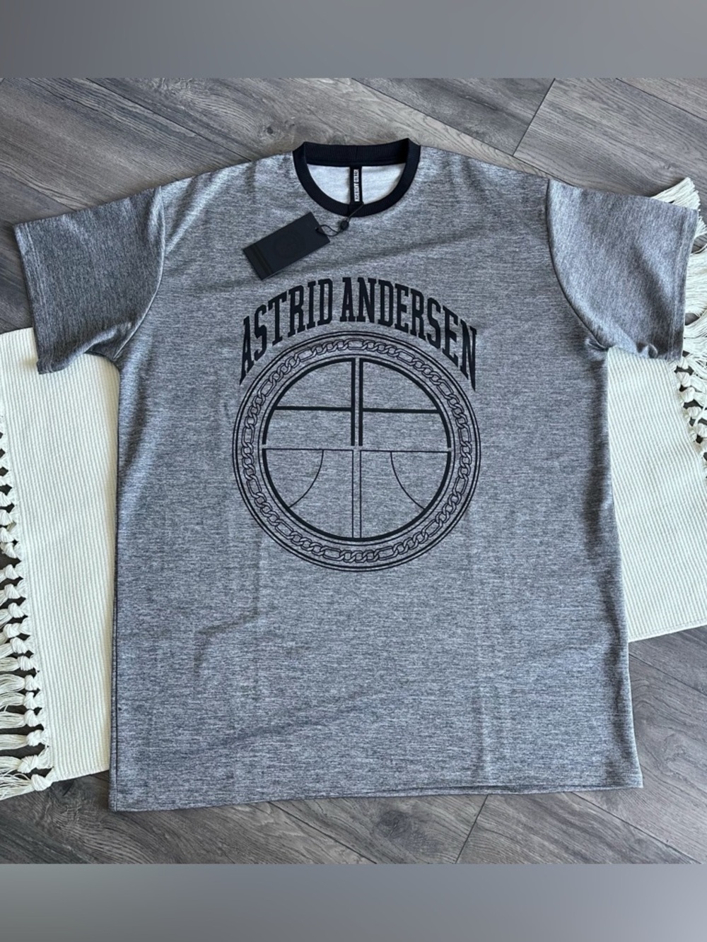 ASTRID ANDERSEN Screenprint Logo Oversized Grey Tshirt
